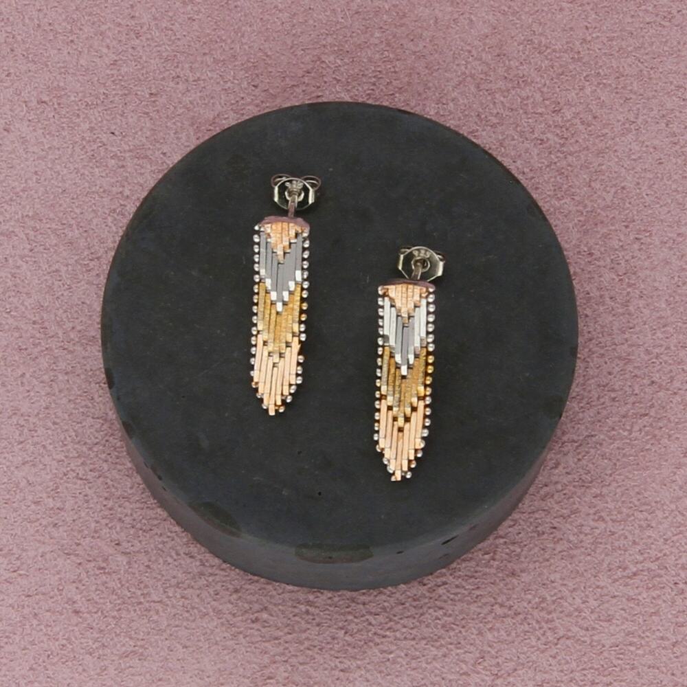 sterling silver tri-color riccio chevon post earrings